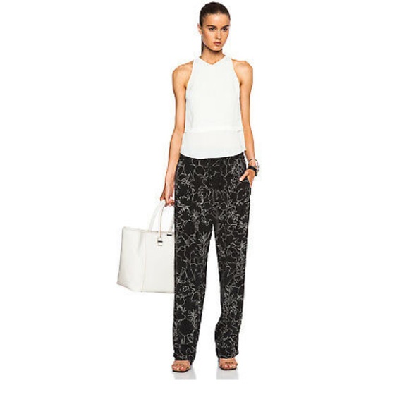 NWT Rag & Bone Harvey Floral Print Silk Wide Leg Drawstring Pants - Picture 3 of 12